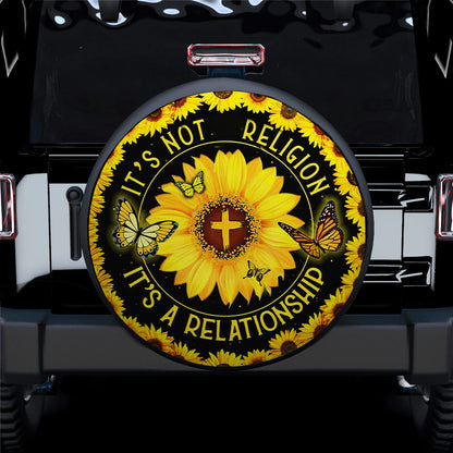 Faith Butterfly Cross Sunflower Car Spare Tire Cover