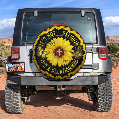 Faith Butterfly Cross Sunflower Car Spare Tire Cover