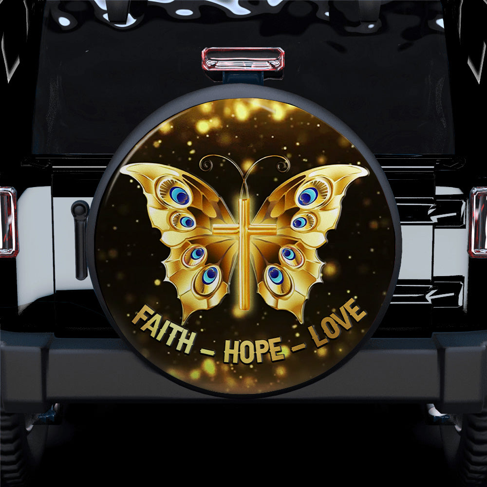 Faith Butterfly Gold Car Spare Tire Cover