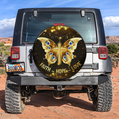 Faith Butterfly Gold Car Spare Tire Cover