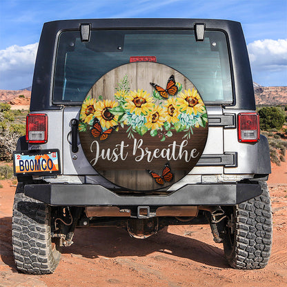 Faith Sunflower Just Breathe Car Spare Tire Cover