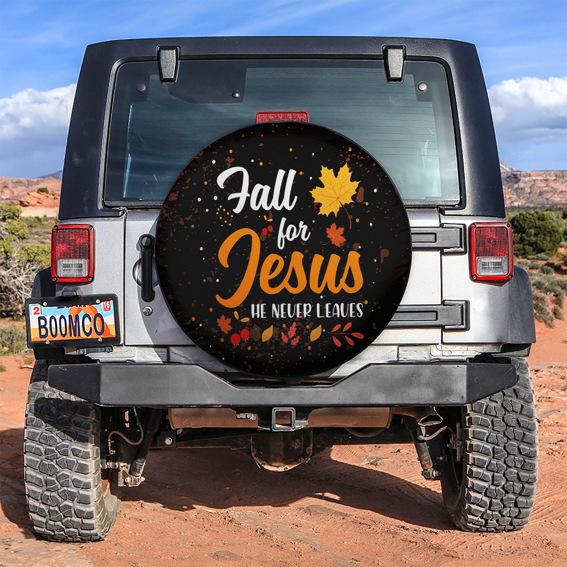 Fall For Jesus He Never Leaves Jeep Car Spare Tire Cover