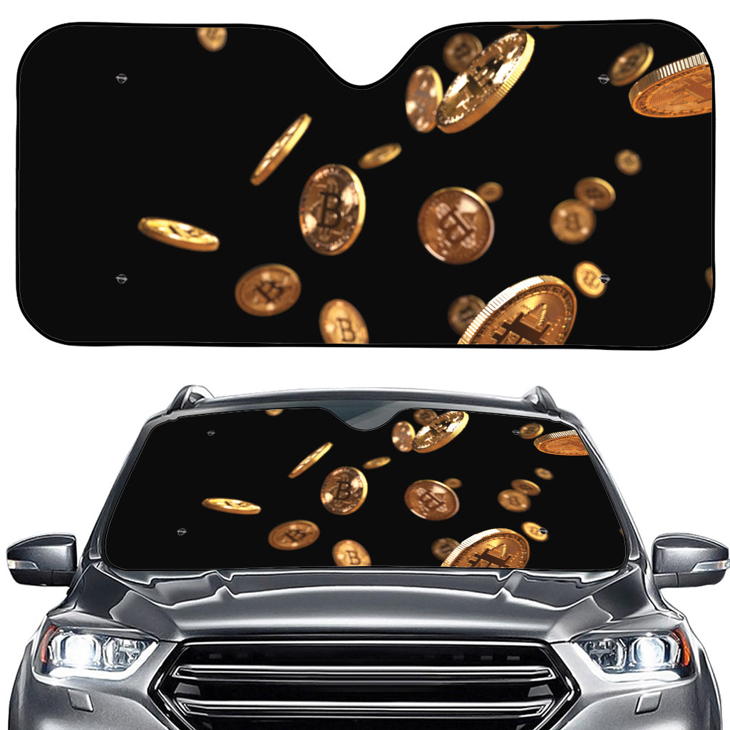Falling Bitcoin Print Car Windshield Sun Shade