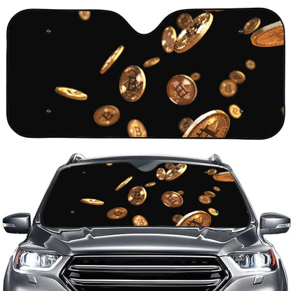 Falling Bitcoin Print Car Windshield Sun Shade