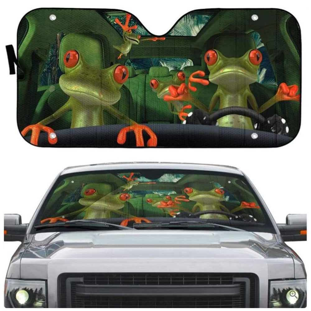 Fancy Frogs Custom Car Auto Sun Shades Windshield Accessories Decor Gift