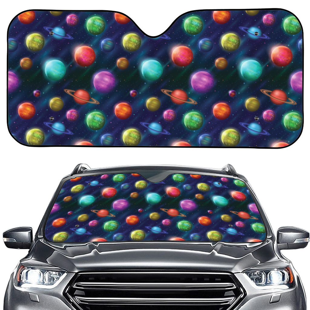 Fantastic Planets Pattern Print Car Windshield Sun Shade