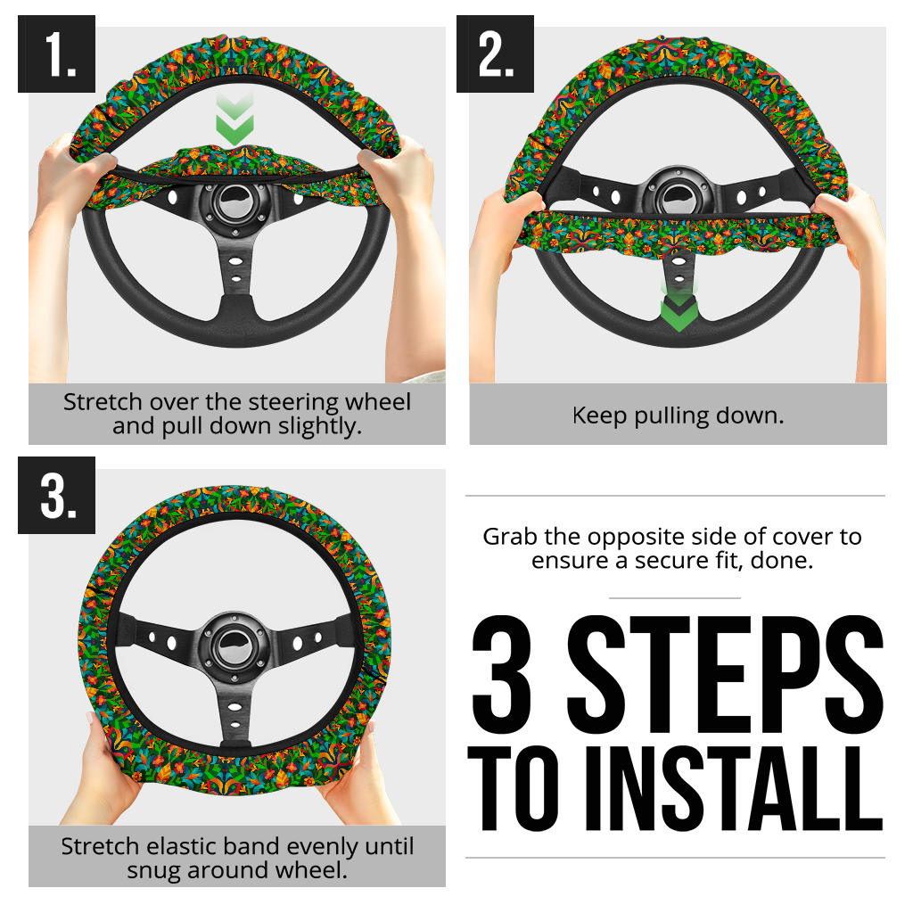 Fashion Flower Premium Car Steering Wheel Cover