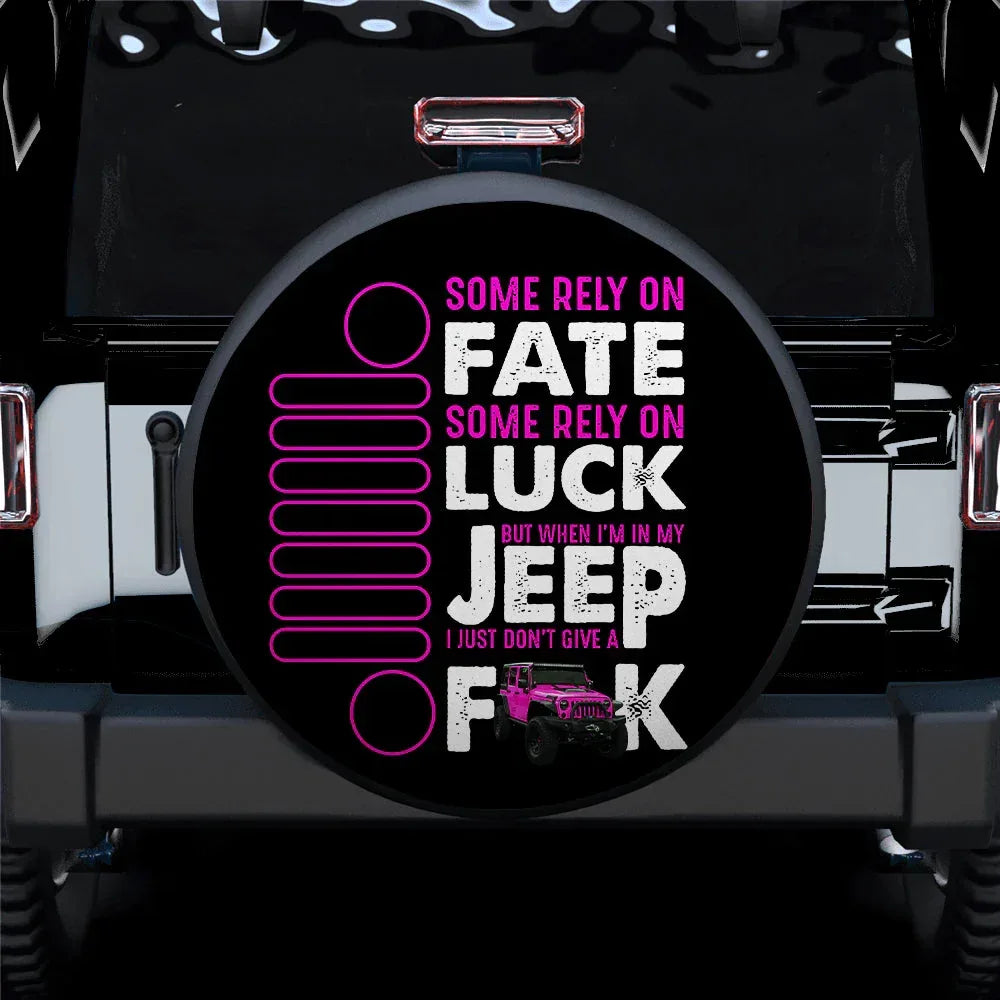 Fate Luck Jeep Pink Car Leather Spare Tire Cover - PersonalizedFury