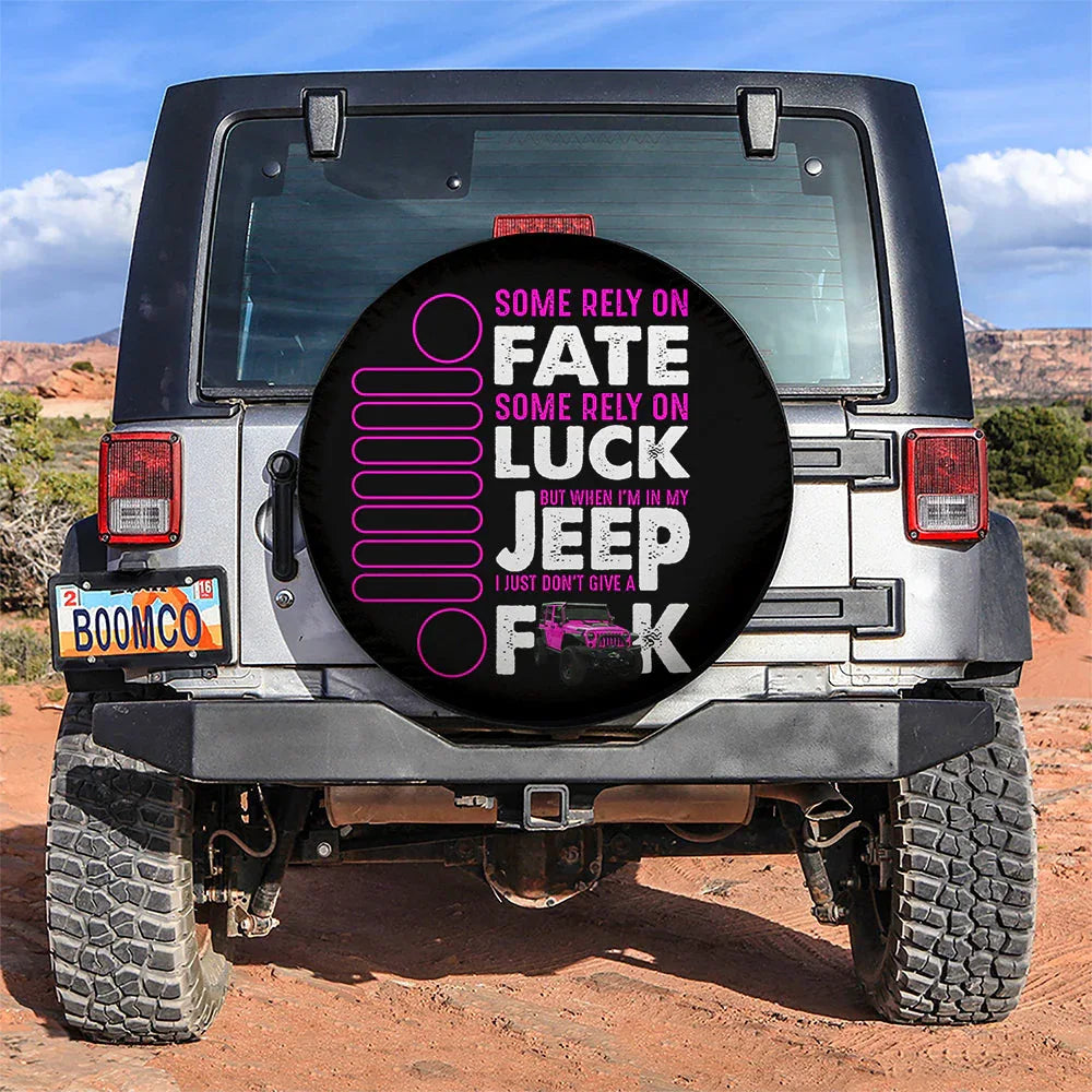 Fate Luck Jeep Pink Car Leather Spare Tire Cover - PersonalizedFury
