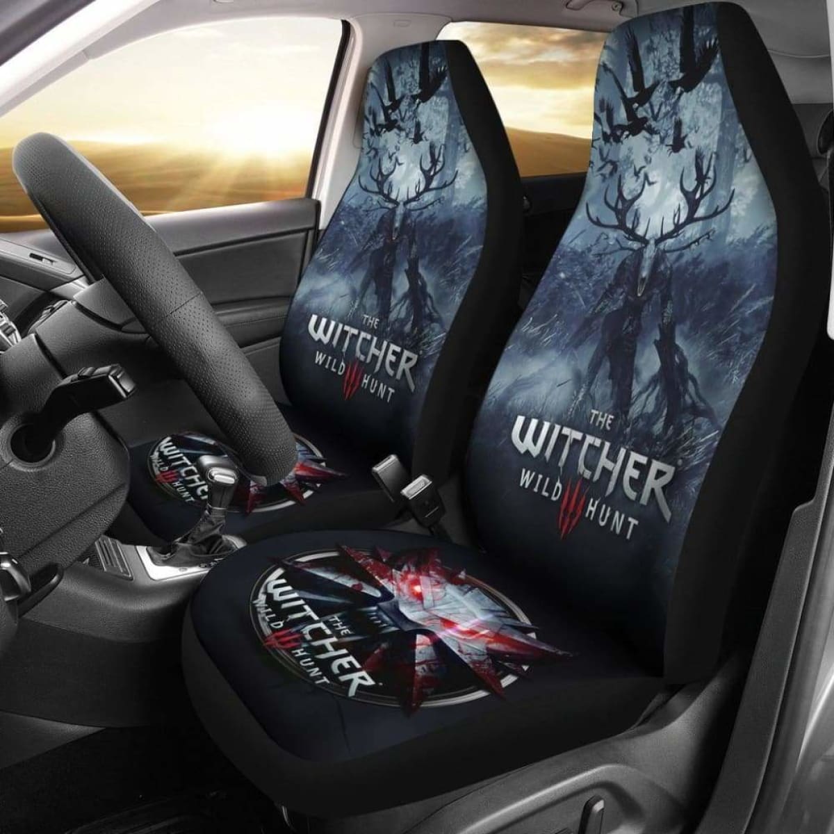 Fiend Car Seat Covers Logo The Witcher 3: Wild Hunt Game Universal Fit 051012