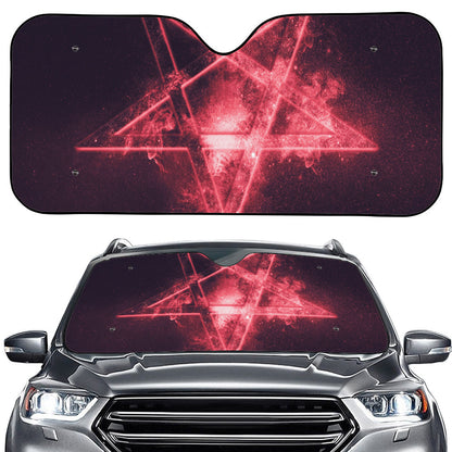 Fiery Reversed Pentagram Print Car Windshield Sun Shade