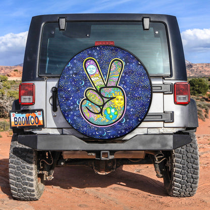 Finger Colorful Peace Sign Spare Tire Cover