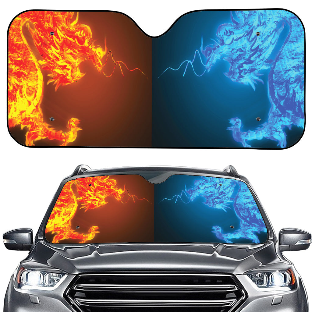 Fire And Ice Dragons Print Car Windshield Sun Shade