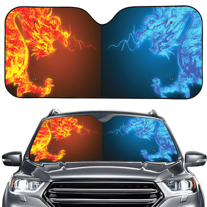 Fire And Ice Dragons Print Car Windshield Sun Shade