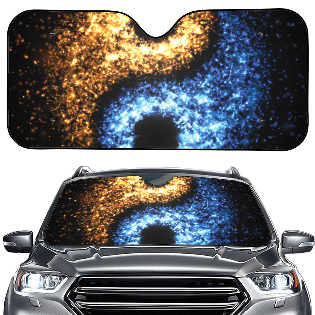 Fire And Ice Sparkle Yin Yang Print Car Windshield Sun Shade
