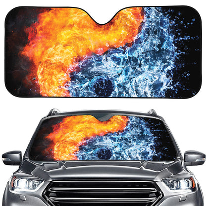 Fire And Water Yin Yang Print Car Windshield Sun Shade