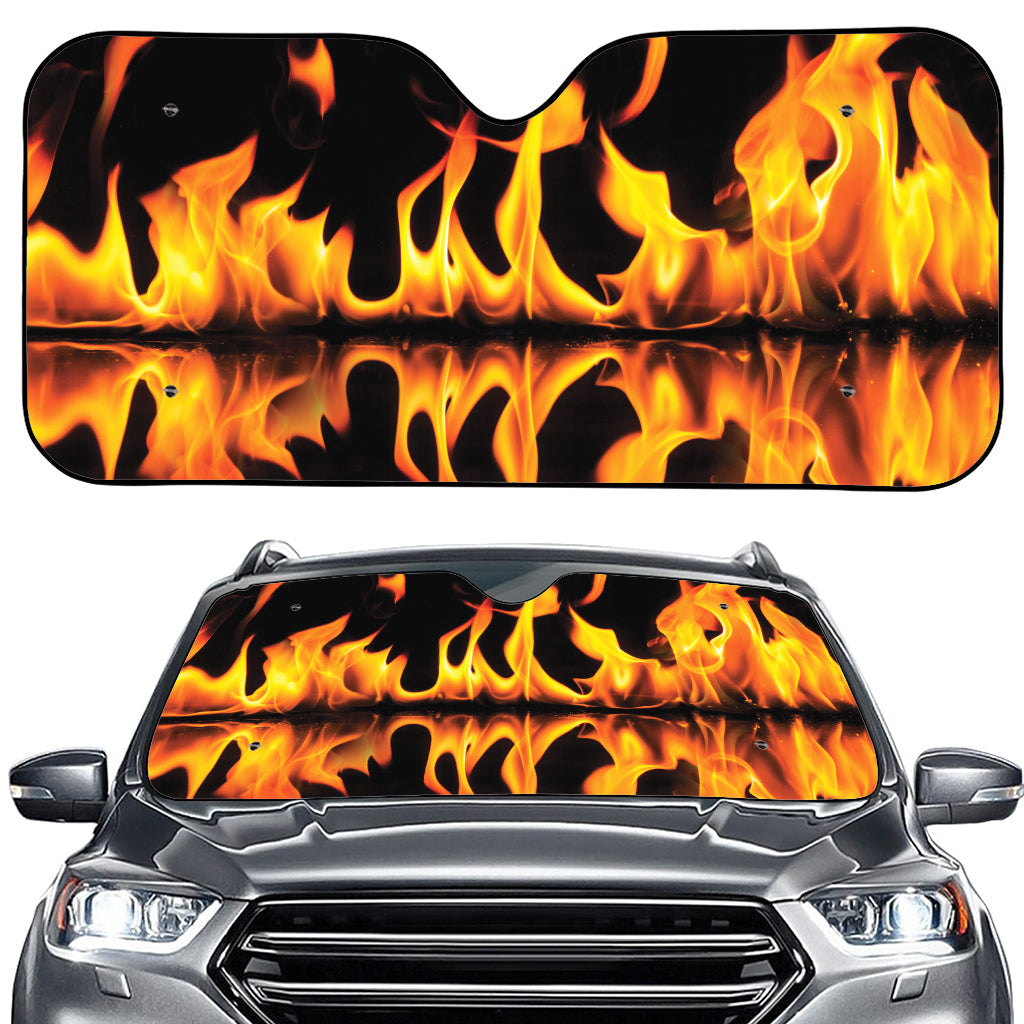Fire Flame Burning Print Car Windshield Sun Shade