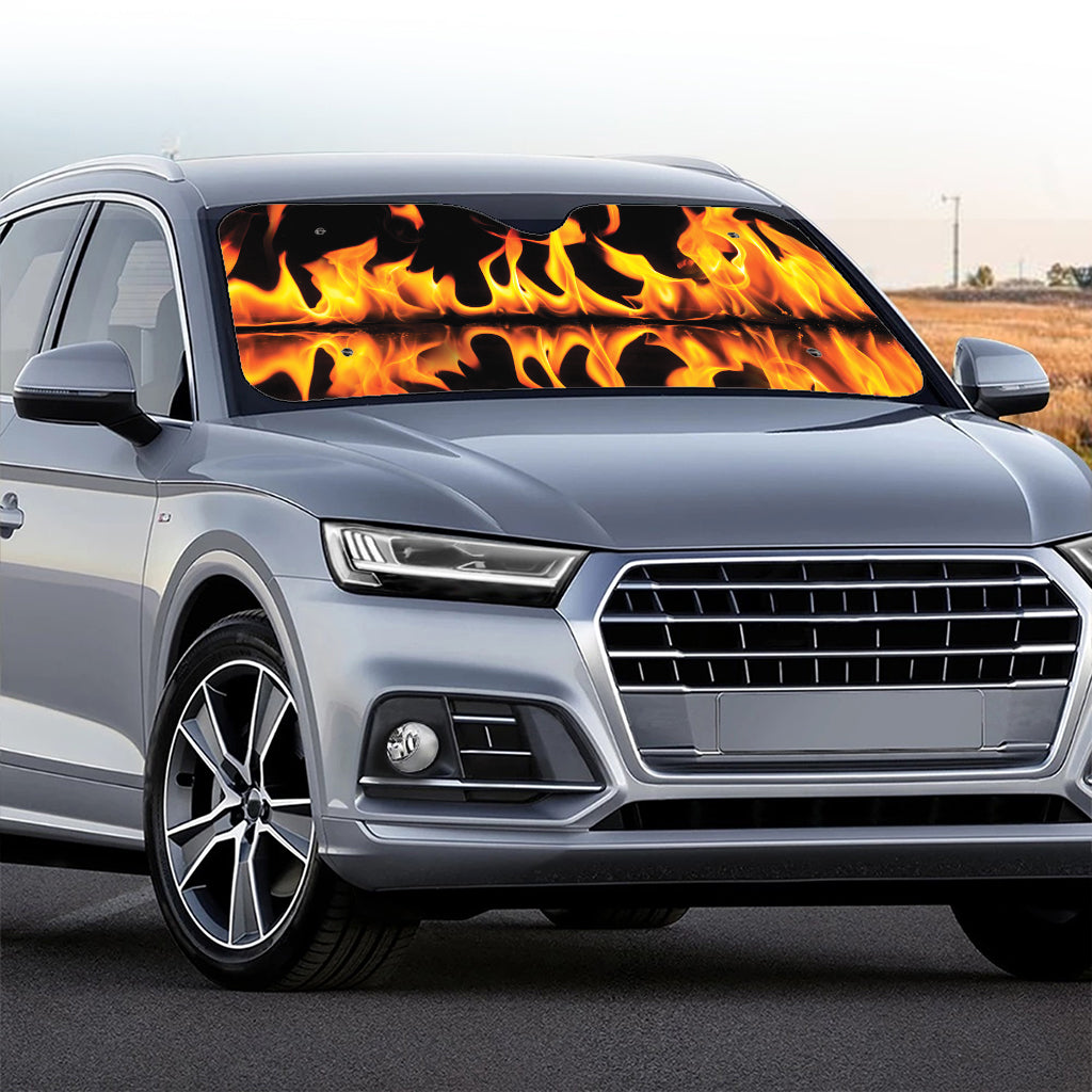 Fire Flame Burning Print Car Windshield Sun Shade