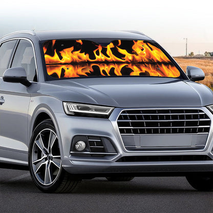 Fire Flame Burning Print Car Windshield Sun Shade