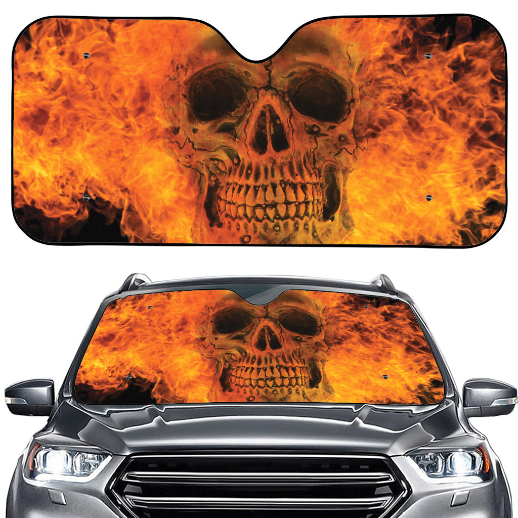 Fire Skull Print Car Windshield Sun Shade