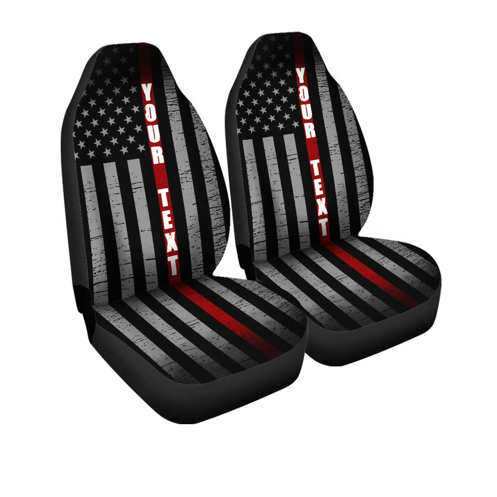 Firefighter Car Seat Cover Custom Name Thin Red Line Flag Car Accessories