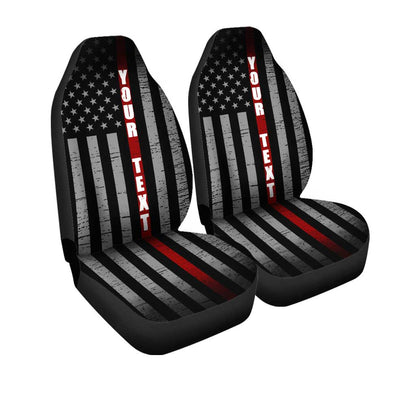 Firefighter Car Seat Cover Custom Name Thin Red Line Flag Car Accessories
