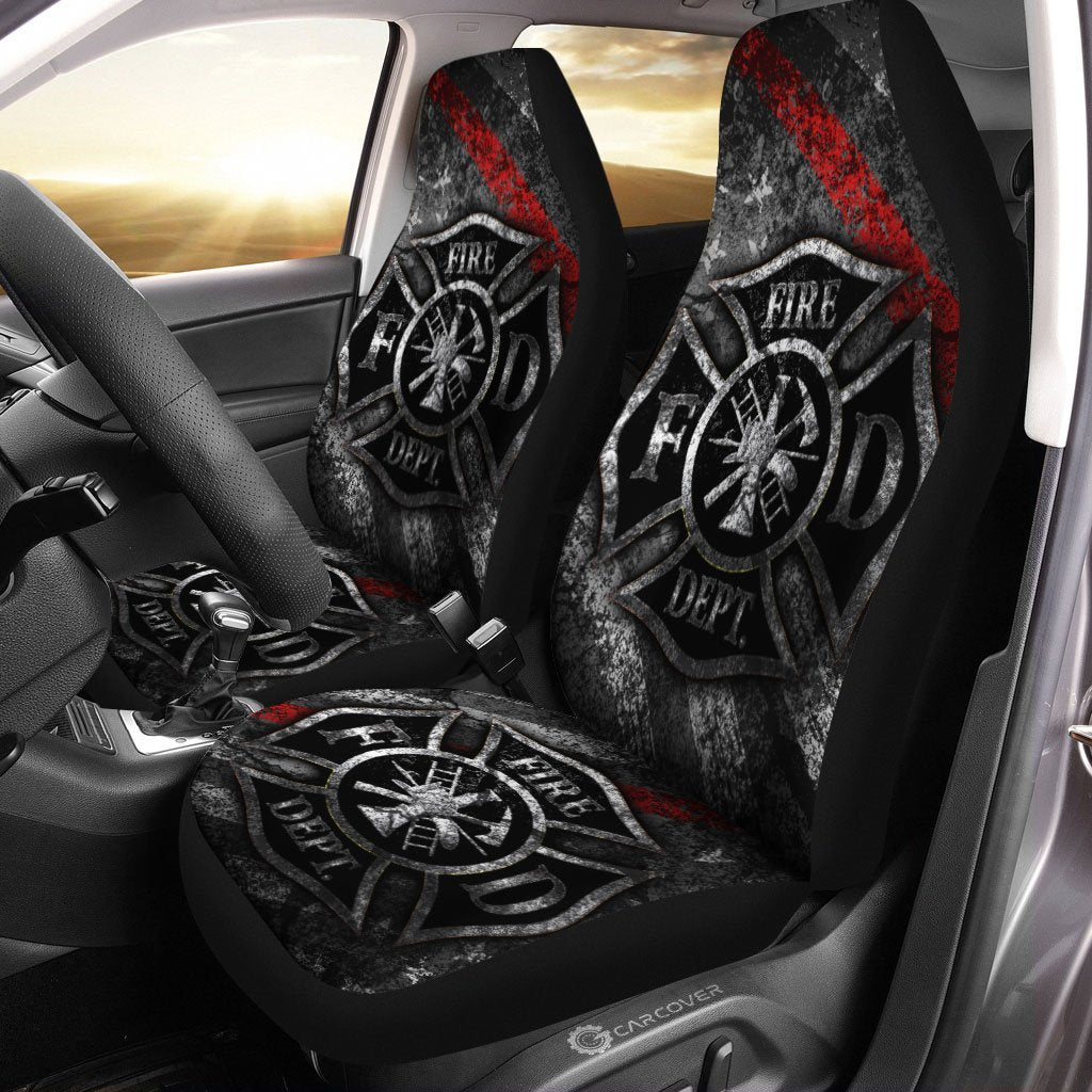 Firefighter Car Seat Covers Custom Thin Red Line Car Accessories Firefighter Gifts