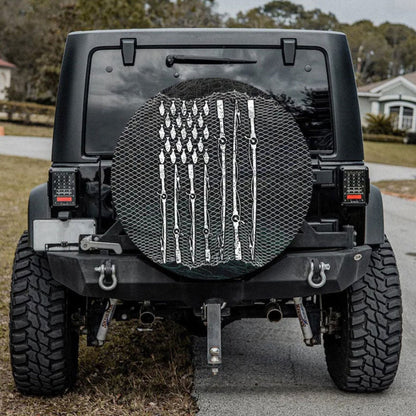 Fishing Rod American Flag Jeep Car Spare Tire Cover