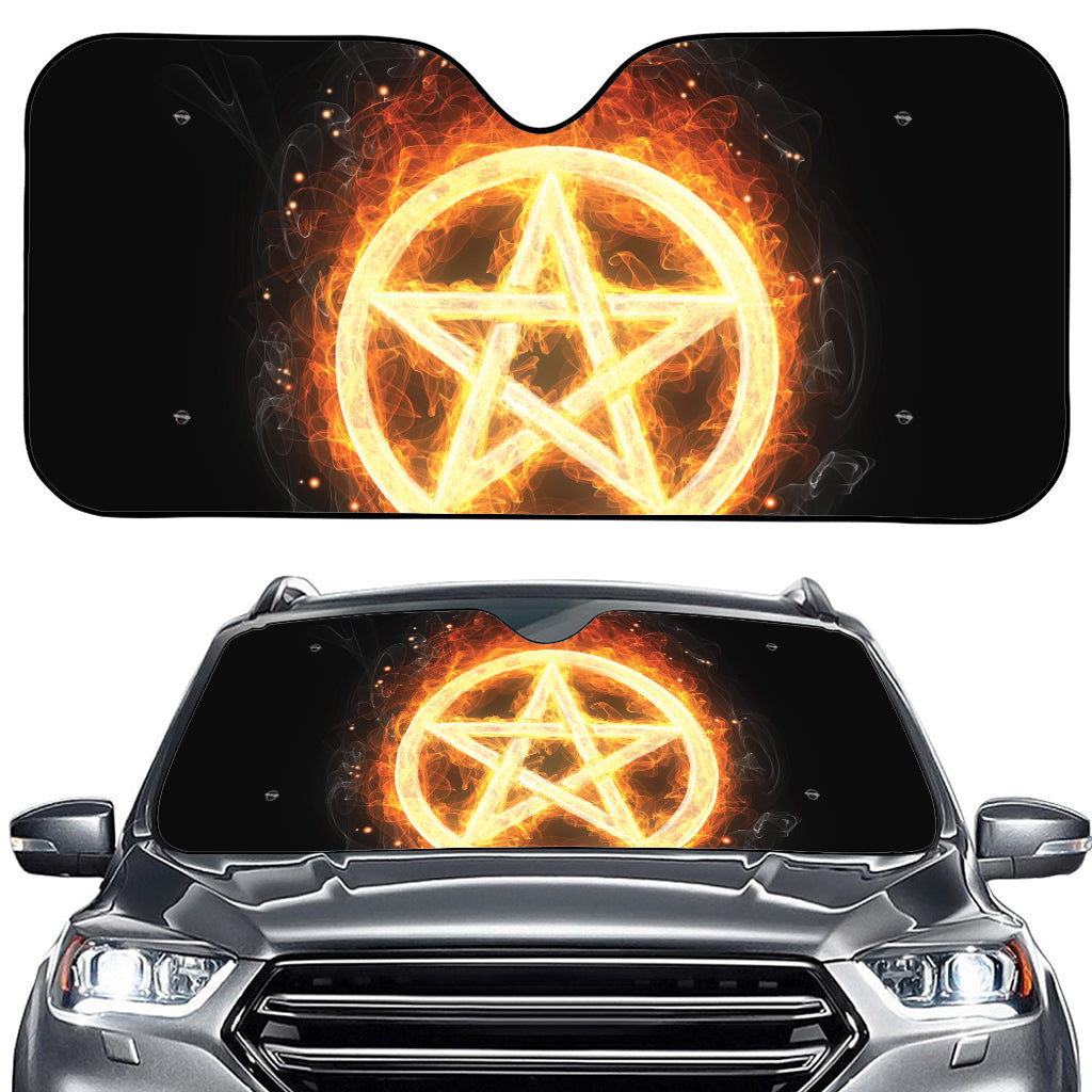 Flame Pentagram Print Car Windshield Sun Shade