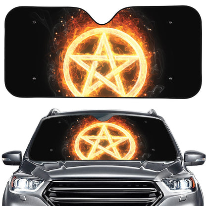 Flame Pentagram Print Car Windshield Sun Shade