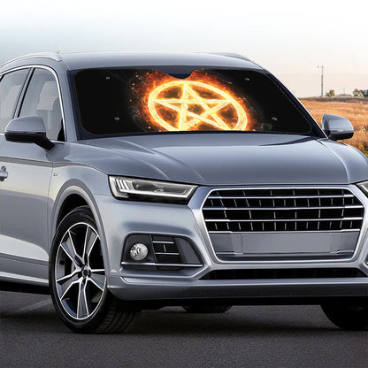 Flame Pentagram Print Car Windshield Sun Shade