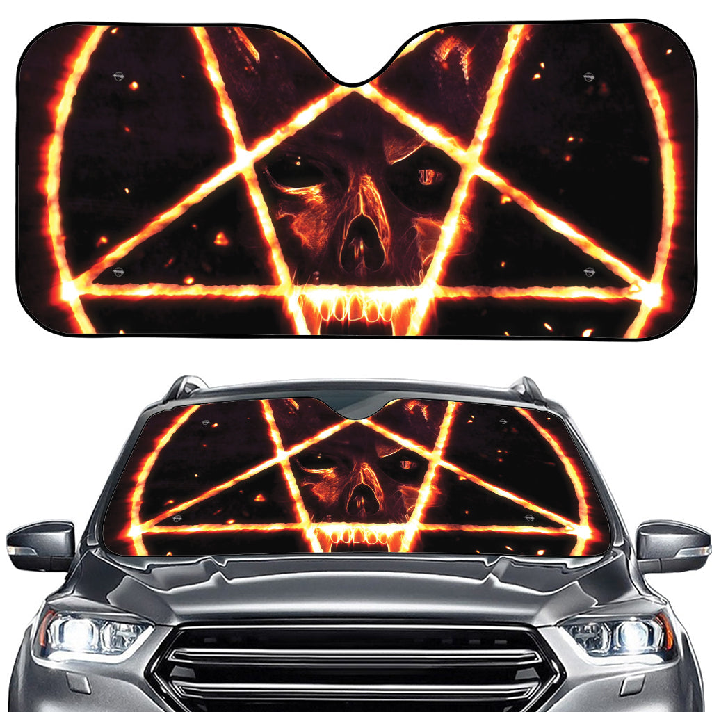 Flame Satanic Pentagram Print Car Windshield Sun Shade