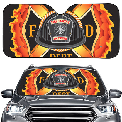 Flaming Firefighter Emblem Print Car Windshield Sun Shade
