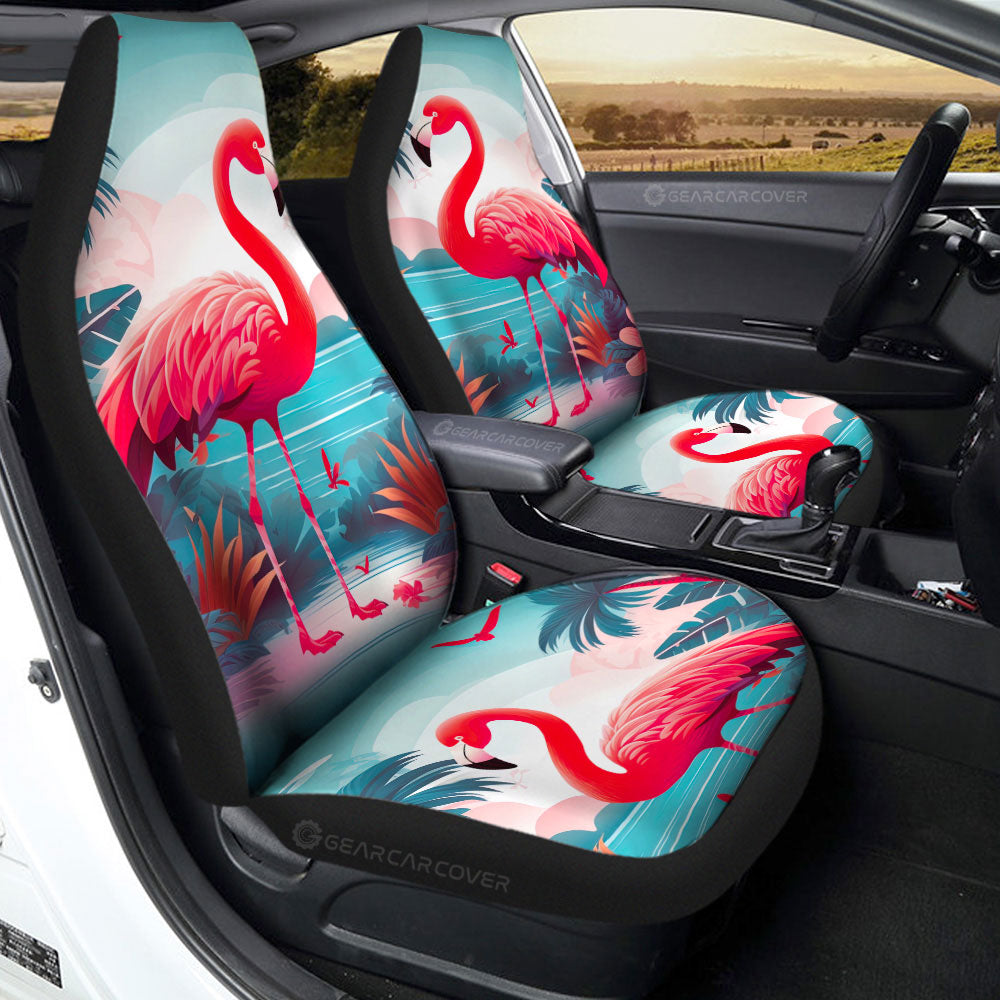 Flamingo Mixed Floral Car Seat Covers Custom Car Accessories