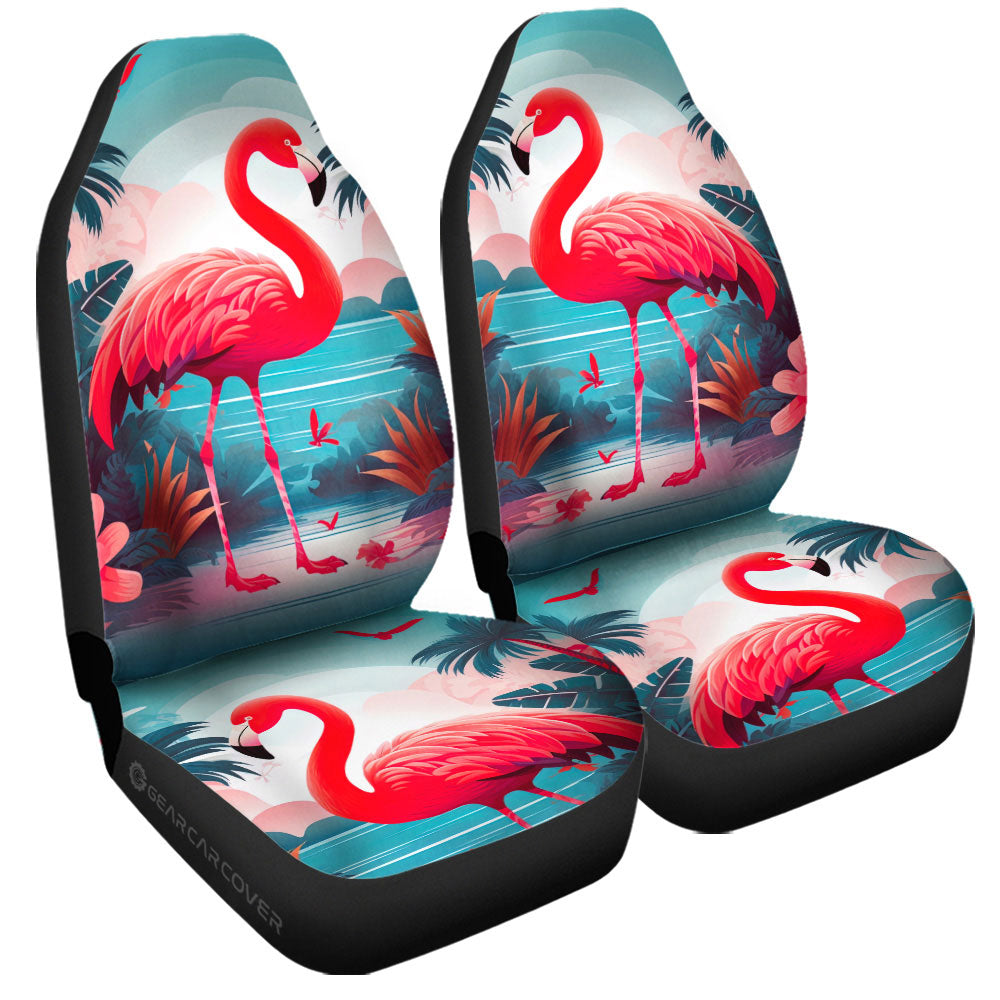Flamingo Mixed Floral Car Seat Covers Custom Car Accessories