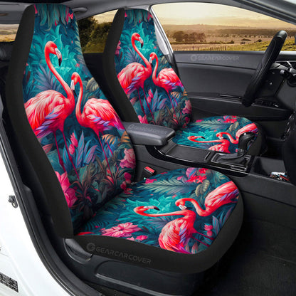 Flamingo Mixed Floral Car Seat Covers Custom Car Accessories