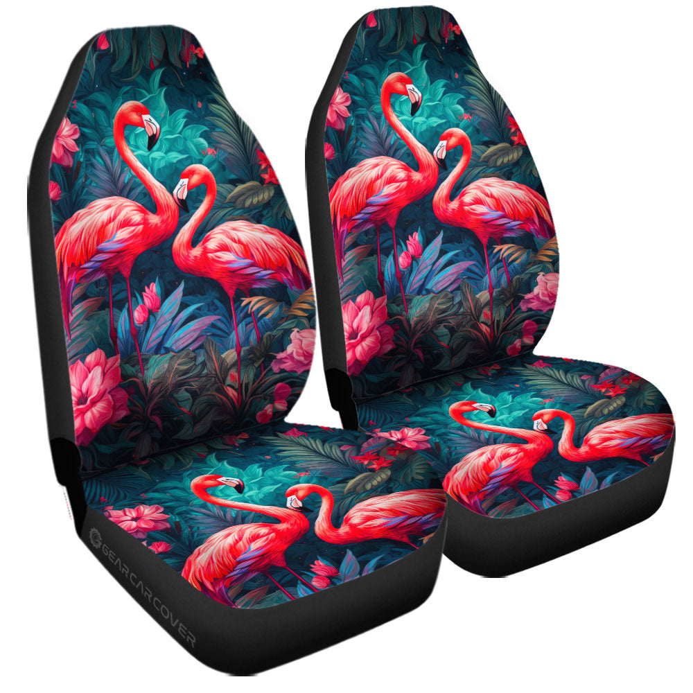 Flamingo Mixed Floral Car Seat Covers Custom Car Accessories