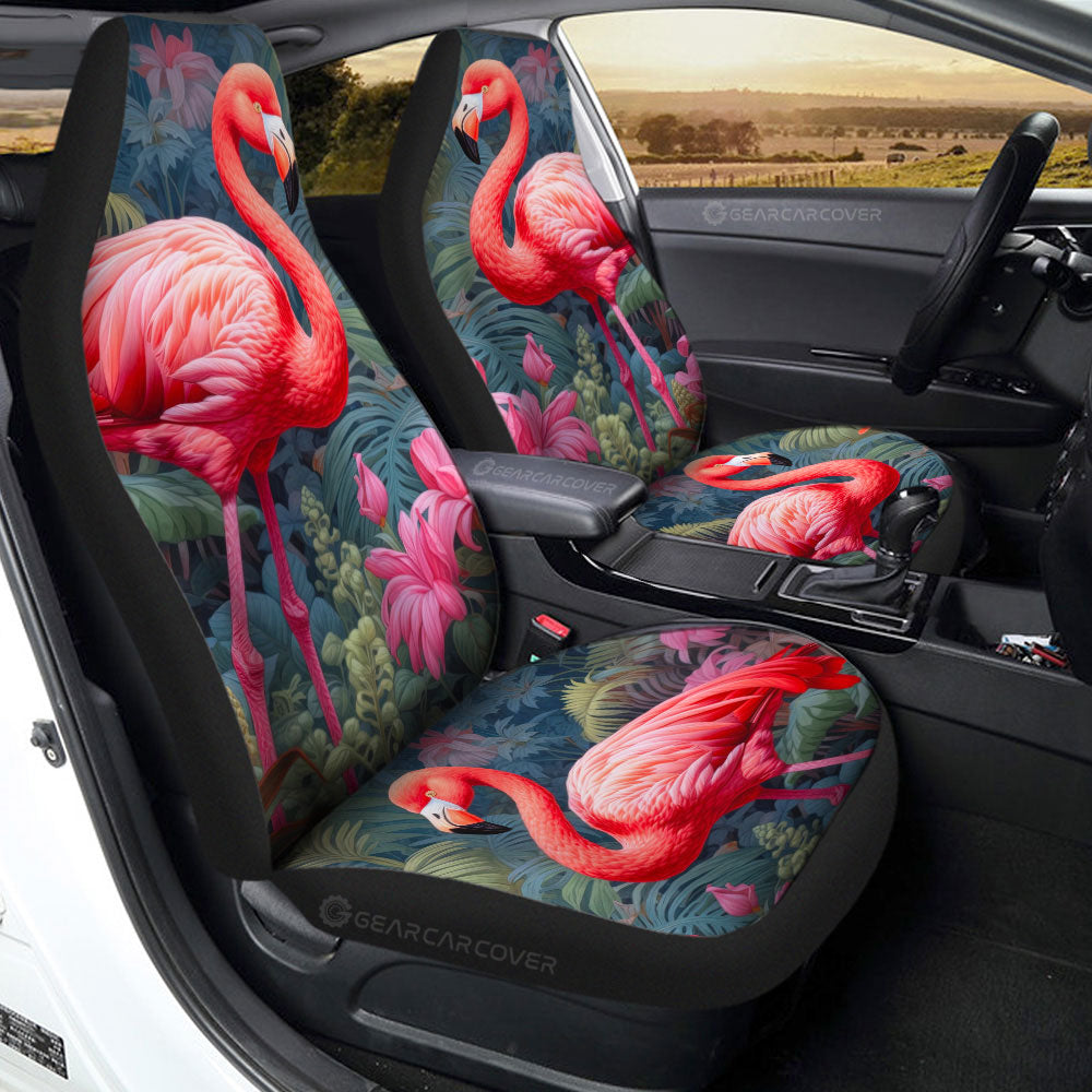 Flamingo Mixed Floral Car Seat Covers Custom Car Accessories