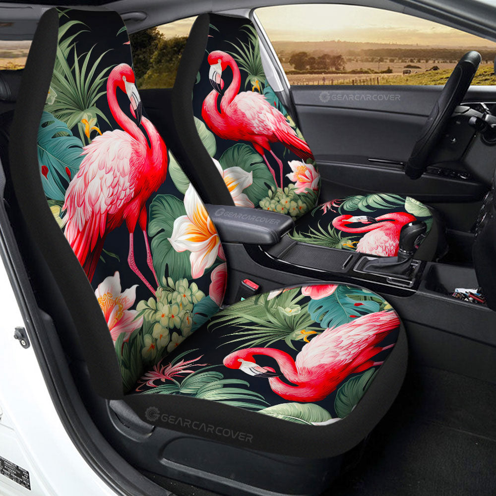 Flamingo Mixed Floral Car Seat Covers Custom Car Accessories