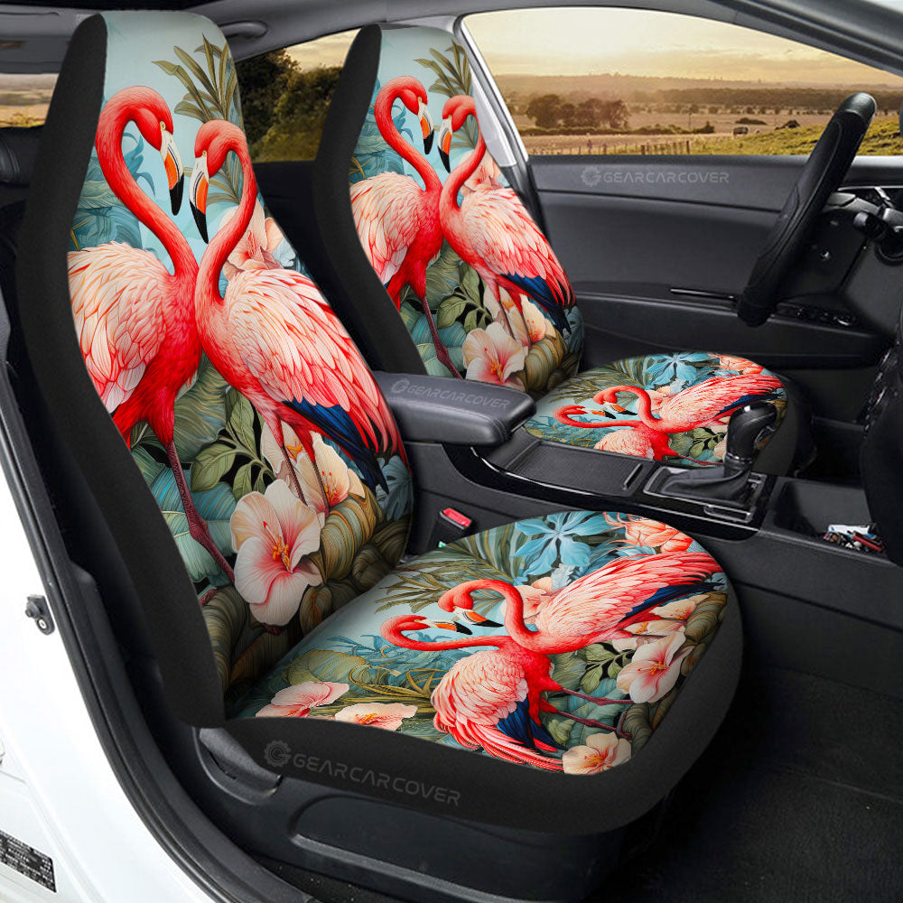 Flamingo Mixed Floral Car Seat Covers Custom Car Accessories