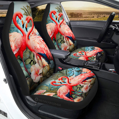 Flamingo Mixed Floral Car Seat Covers Custom Car Accessories