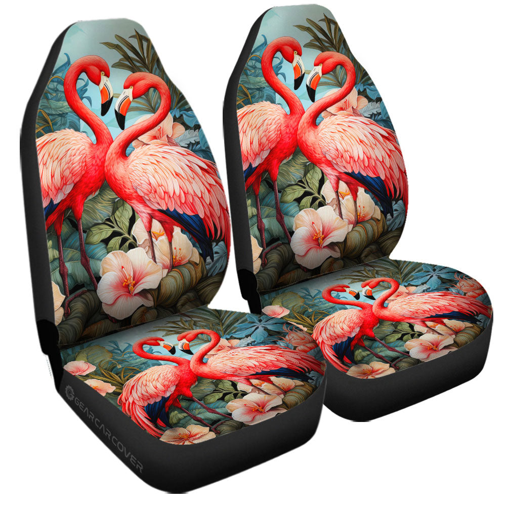 Flamingo Mixed Floral Car Seat Covers Custom Car Accessories