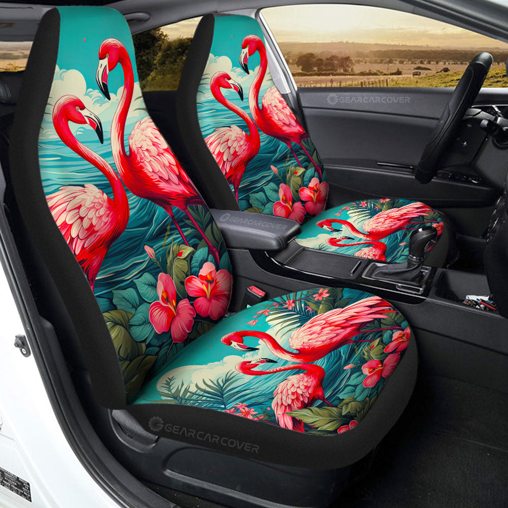 Flamingo Mixed Floral Car Seat Covers Custom Car Accessories