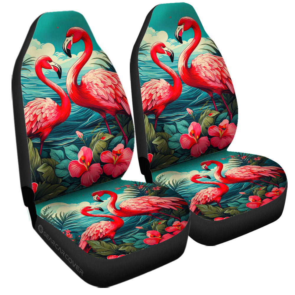 Flamingo Mixed Floral Car Seat Covers Custom Car Accessories