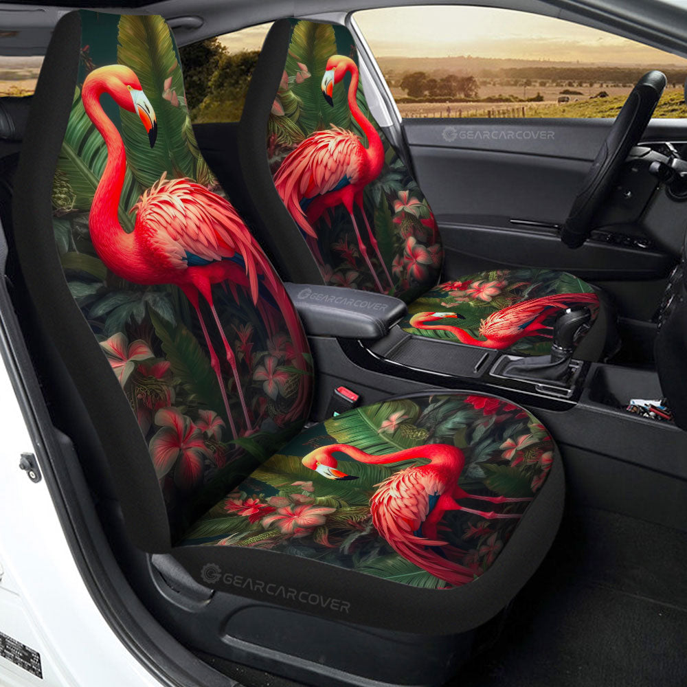 Flamingo Mixed Floral Car Seat Covers Custom Car Accessories