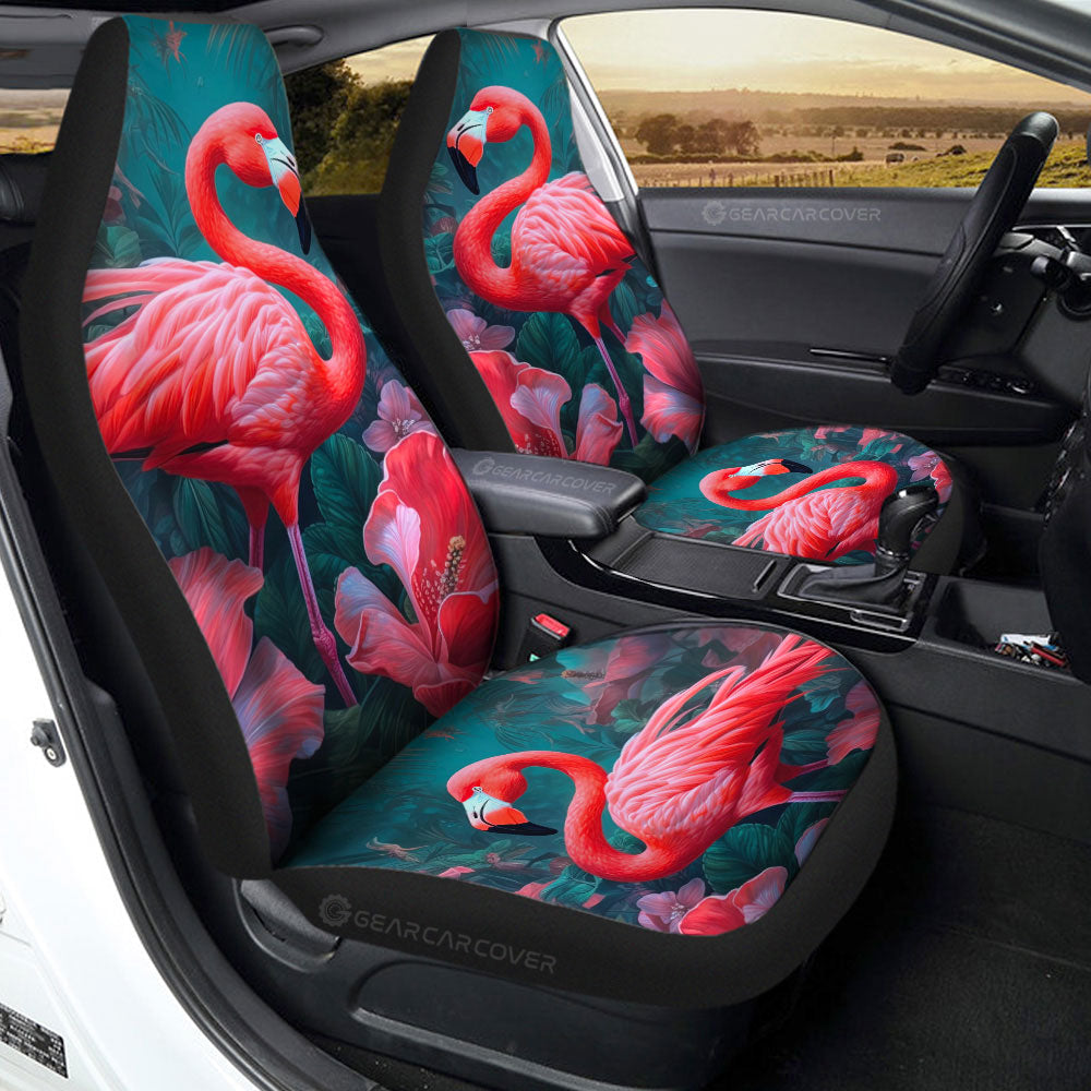 Flamingo Mixed Floral Car Seat Covers Custom Car Accessories