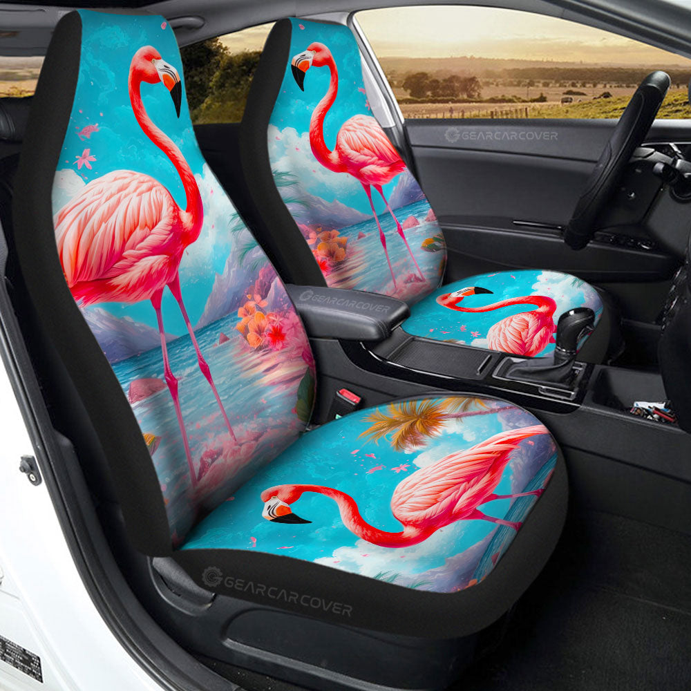 Flamingo Mixed Floral Car Seat Covers Custom Car Accessories