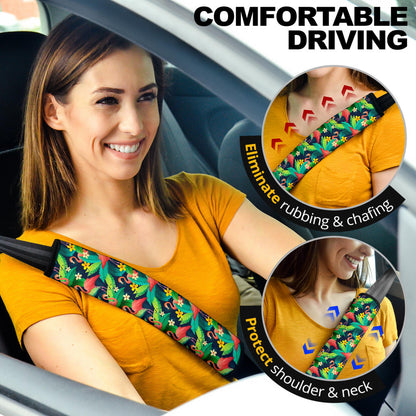 Flamingo Pink Tropical Hawai Premium Custom Car Seat Belt Covers