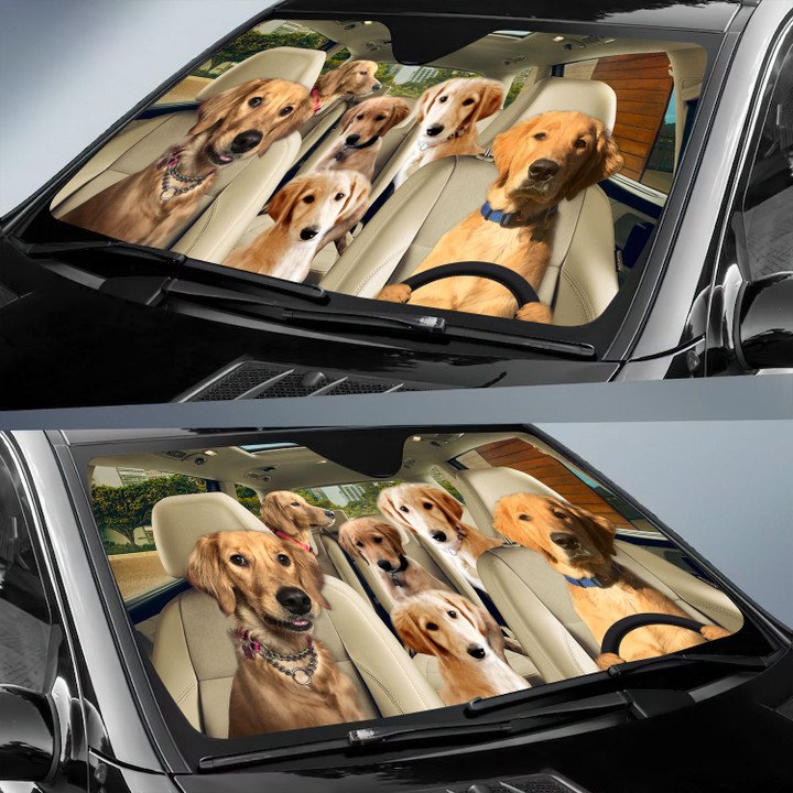 Flat Coat Goldendoodle Car All Over Printed 3D Sun Shade