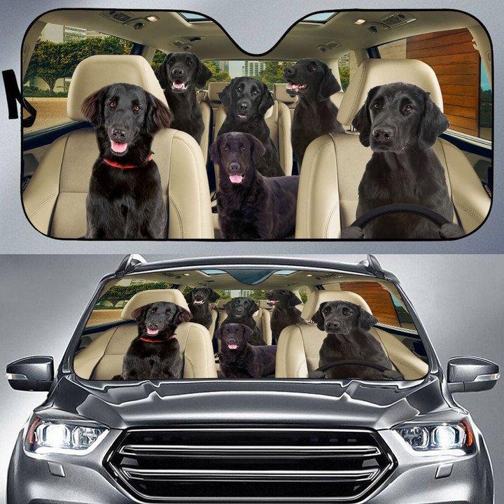 Flat Coated Retriever Car All Over Printed 3D Sun Shade